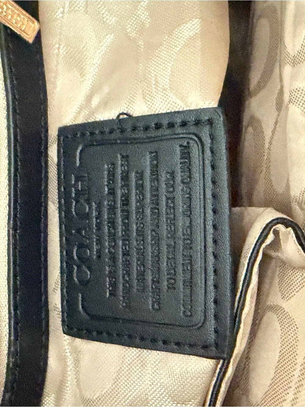 Coach Monogram Canvas Backpack in Tan with Black Trim